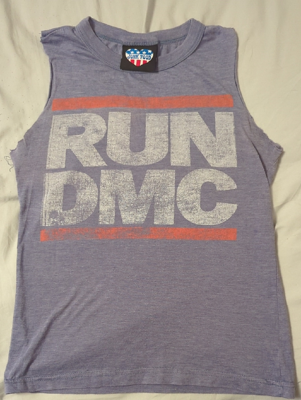 Rare Vintage Run DMC Blue & Red Cut-off By Junk Food Women's Size Small